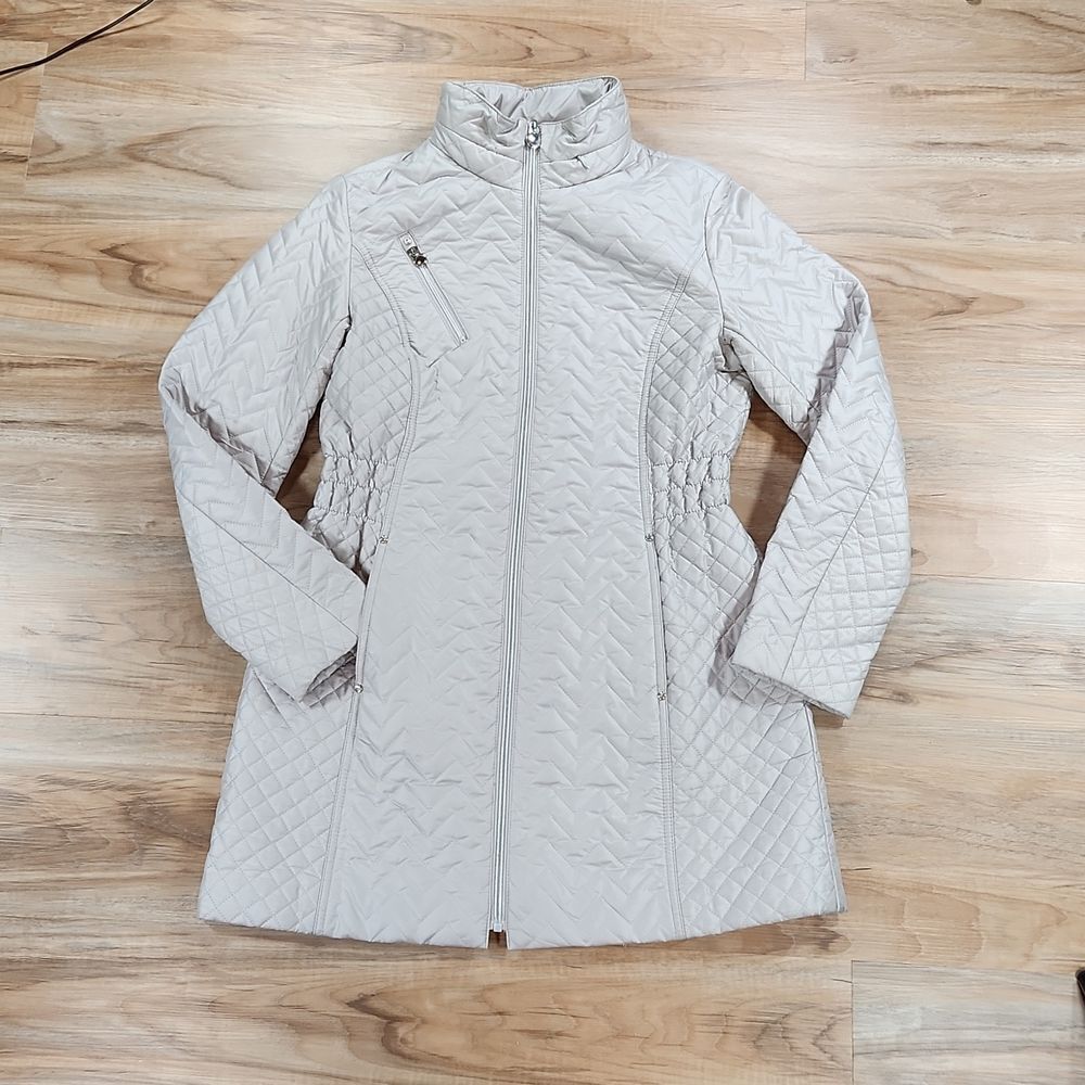 💜Laundry Silver Quilted Fitted Jacket w/Hood Medium
